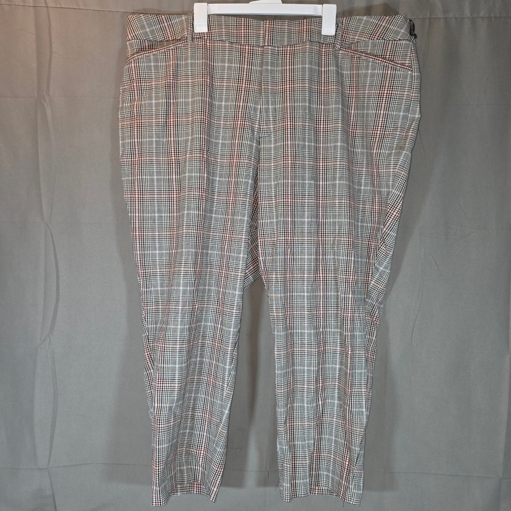 Ava & Viv Women Gray Plaid High-Rise Ankle Pants Size 26 Stretch Career Trousers